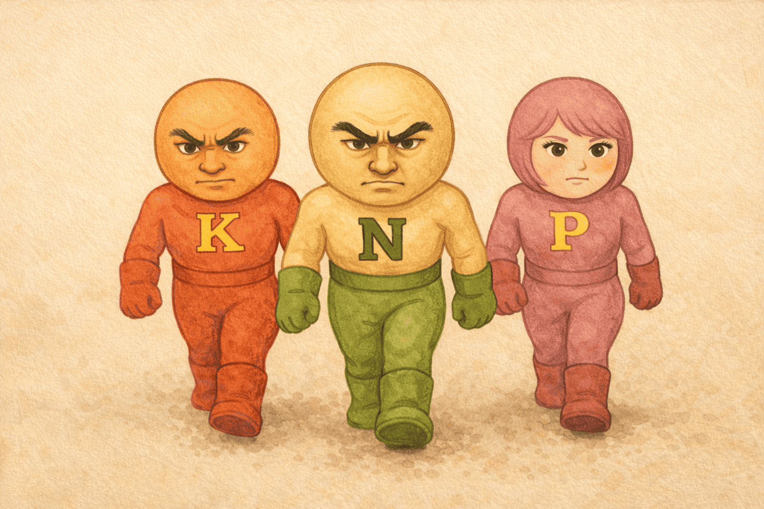 窒素・リン酸・カリのイメージキャラクター