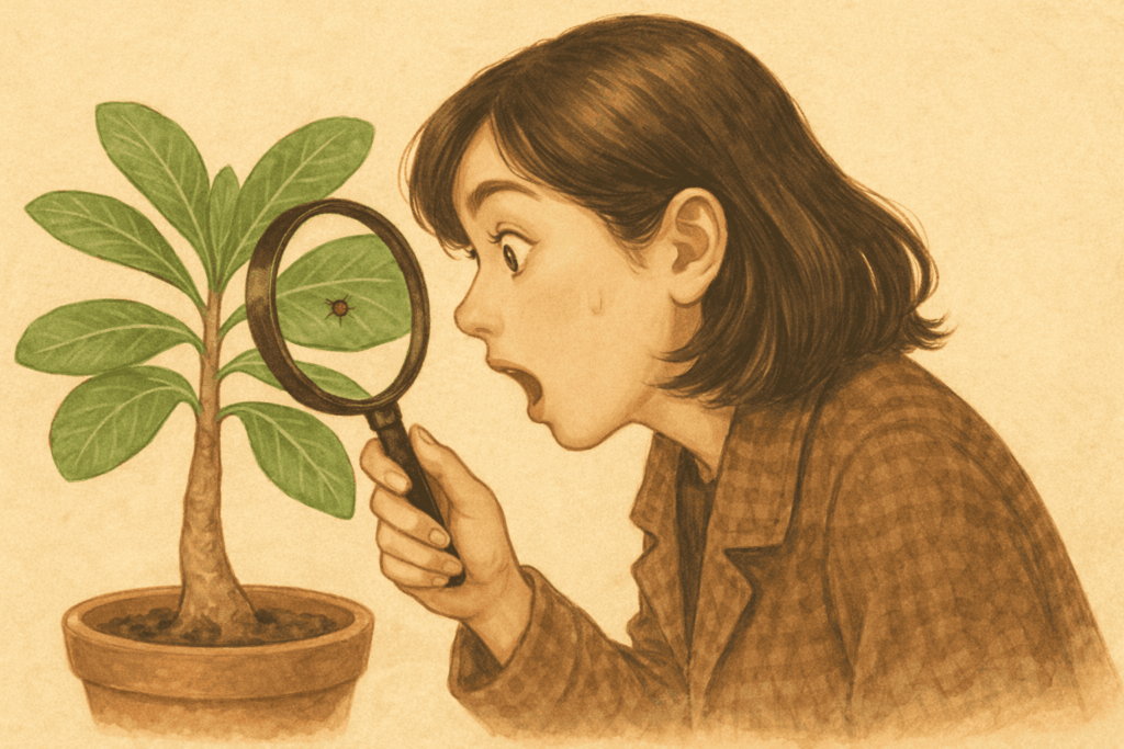 害虫を見つけている様子