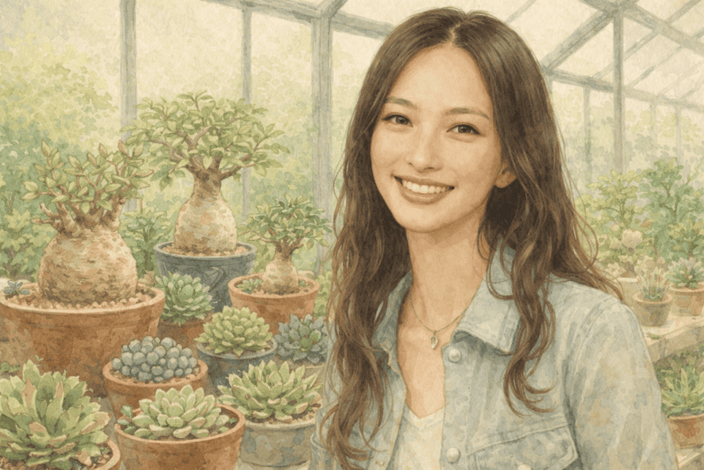 温室にいる女性