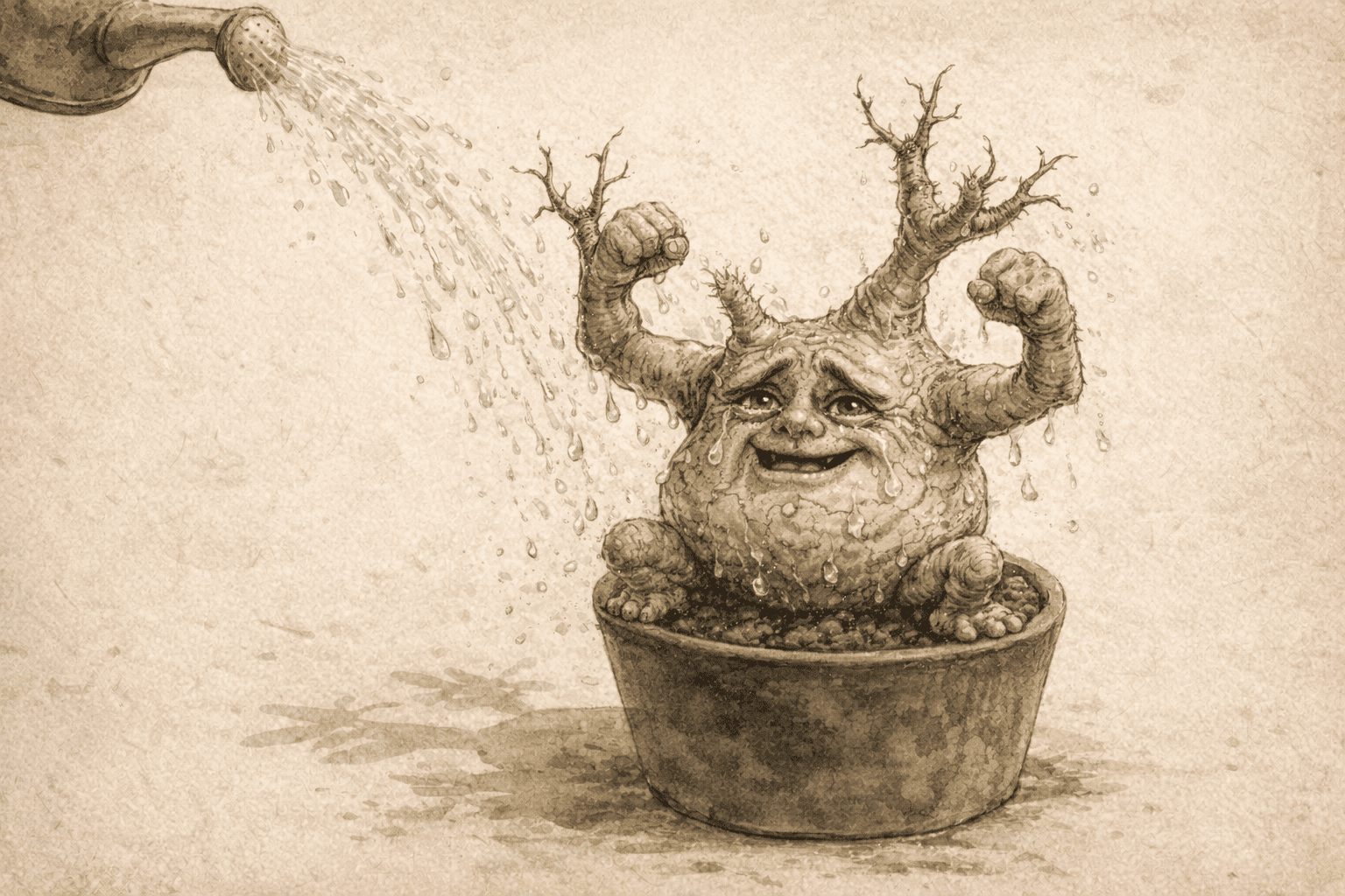 断水明けの水やり