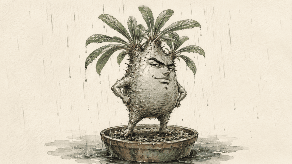雨ざらしの塊根植物
