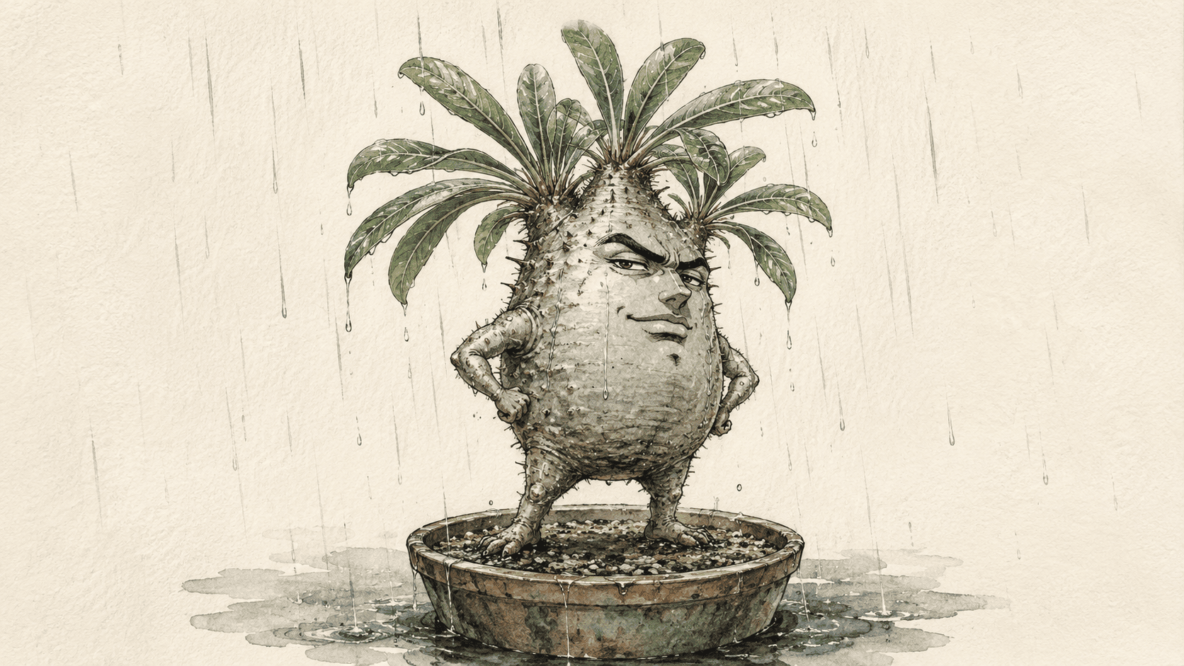 雨ざらしの塊根植物